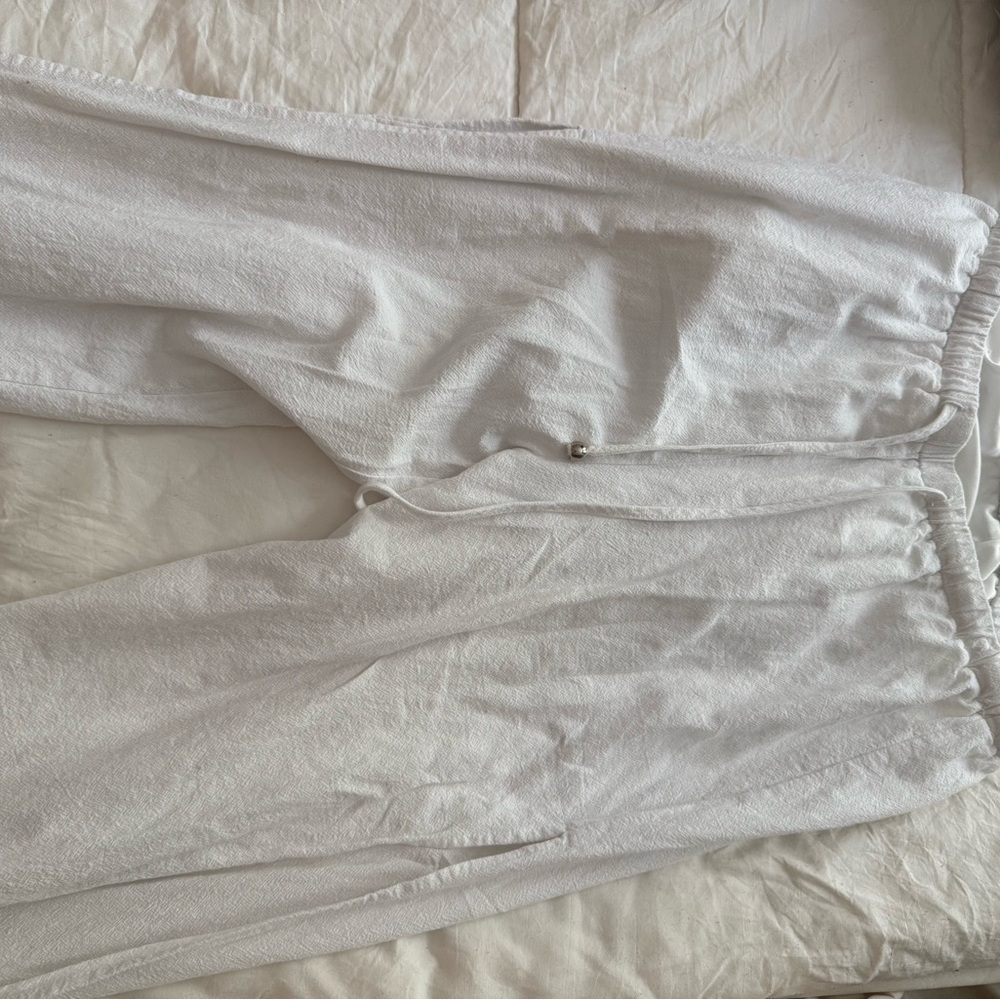 White Casual Pants linen